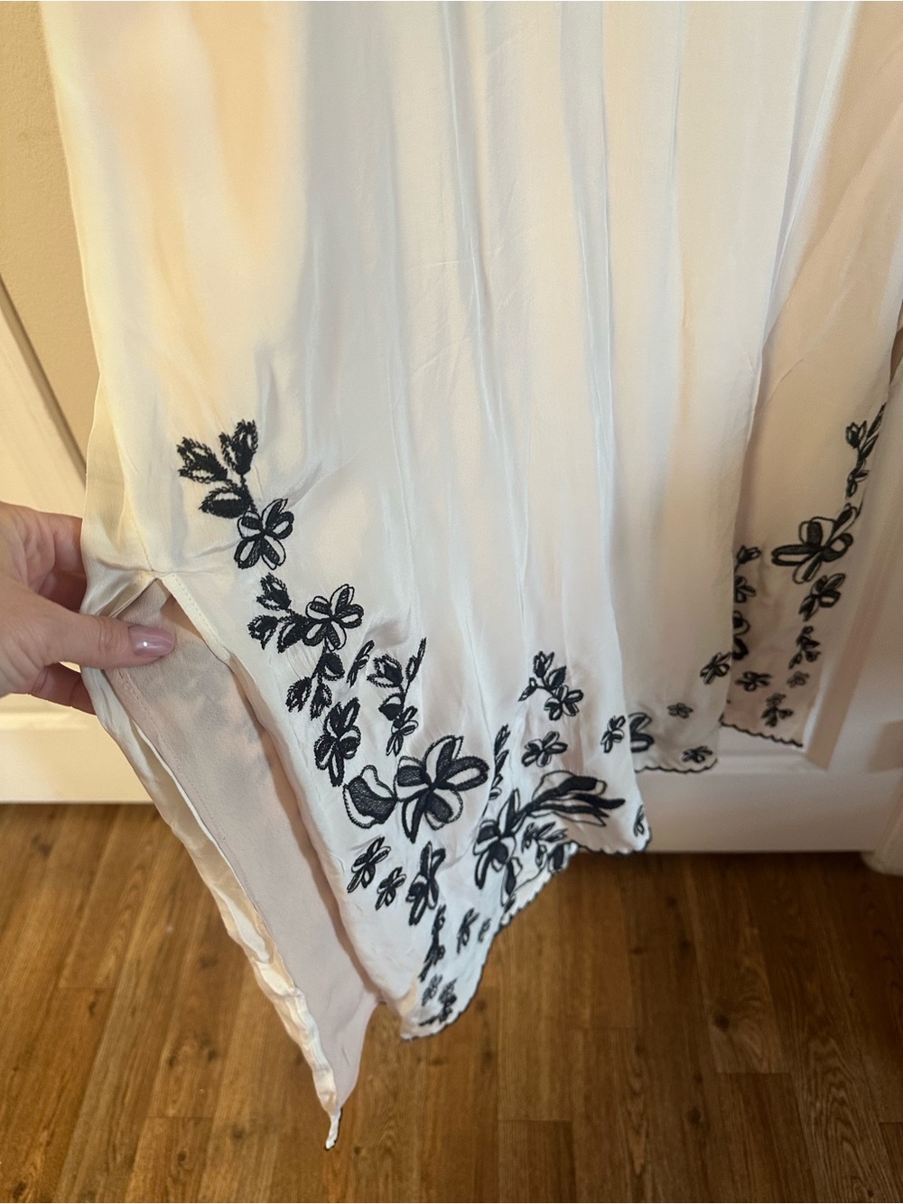 J. Crew Ivory Maxi Dress with Black Floral Embroidery - Picture 5 of 16